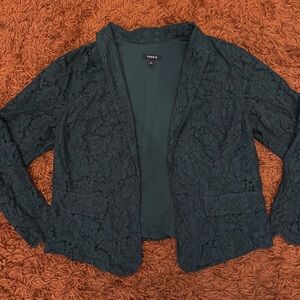 Torrid Size 0 Dark Green Women’s Lace Sleeved Blazer